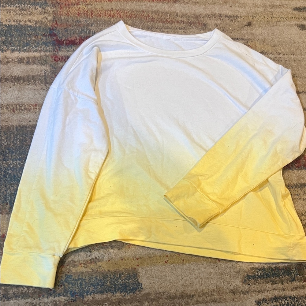 White and Yellow Ombre Long Sleeve Shirt
